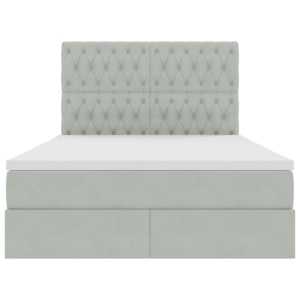 Легло с място за съхранение и LED с LED Светлосиво 140 x 200 cm