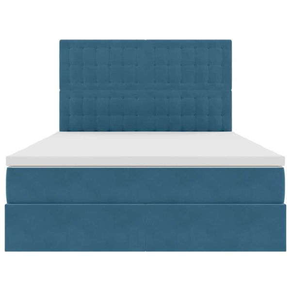 Легло с място за съхранение и LED Тъмен син 140 x 200 cm Кадифе