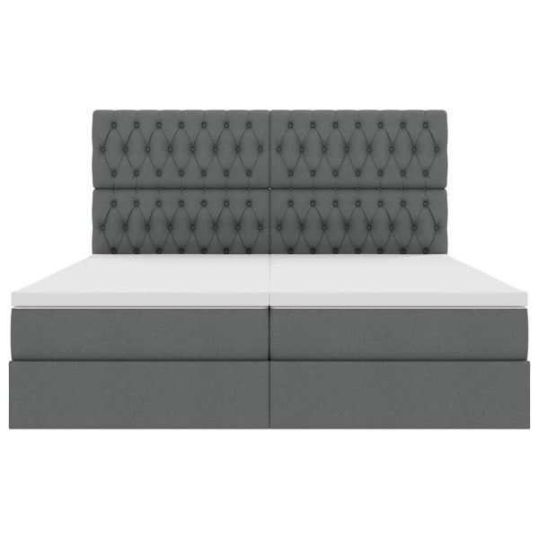 Легло С LED лентисти светлини Тъмен сив 200 x 200 cm текстил