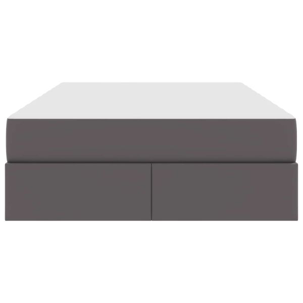 Легло с място за съхранение и матрак с матрак 2 pcs Сив Кожа