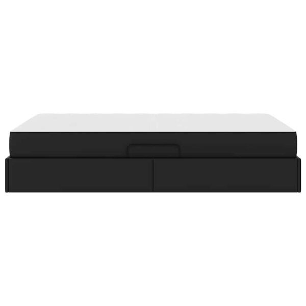 Легло с място за съхранение и матрак с матрак 2 pcs Черно Кожа