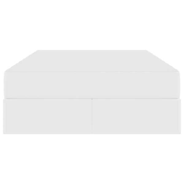 Легло с място за съхранение и матрак с матрак 2 pcs Бяло Кожа