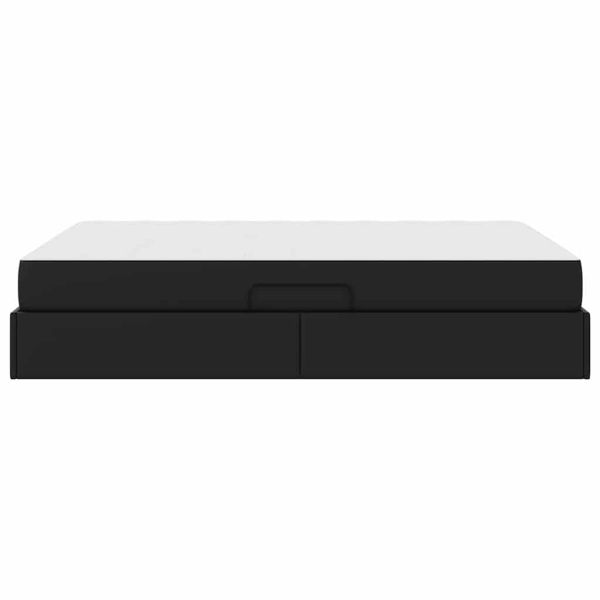Легло с място за съхранение и матрак с матрак 2 pcs Черно Кожа