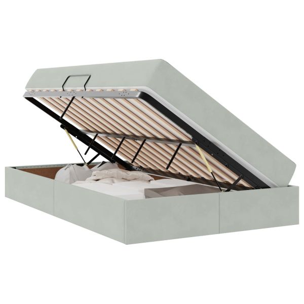 Легло с място за съхранение и матрак Светлосиво 120 x 190 cm