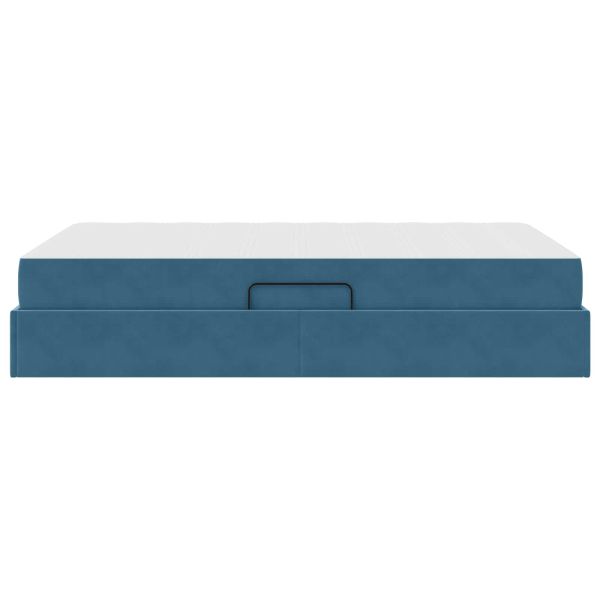 Легло с място за съхранение и матрак Синьо 120 x 190 cm Кадифе
