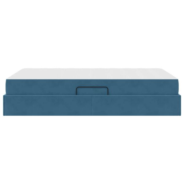 Легло с място за съхранение и матрак Тъмен син 120 x 200 cm