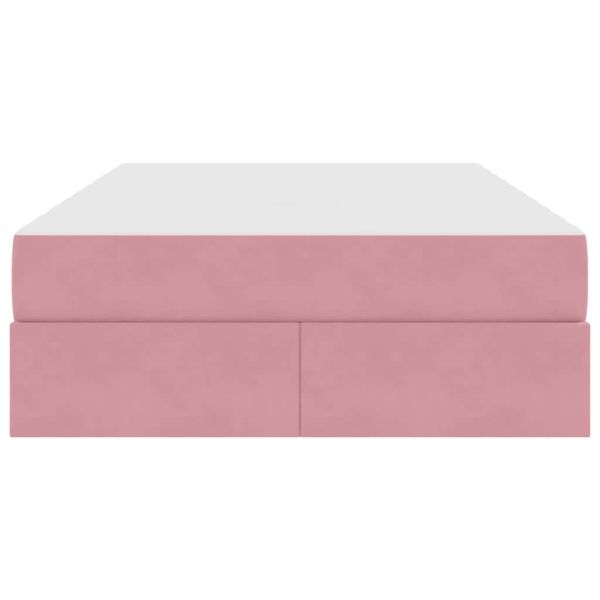 Легло с място за съхранение и матрак Розово 120 x 200 cm Кадифе