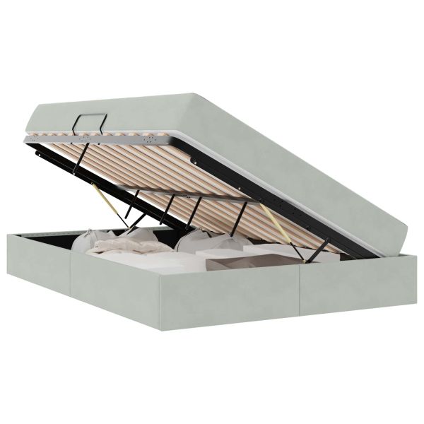 Легло с място за съхранение и матрак Светлосиво 140 x 200 cm