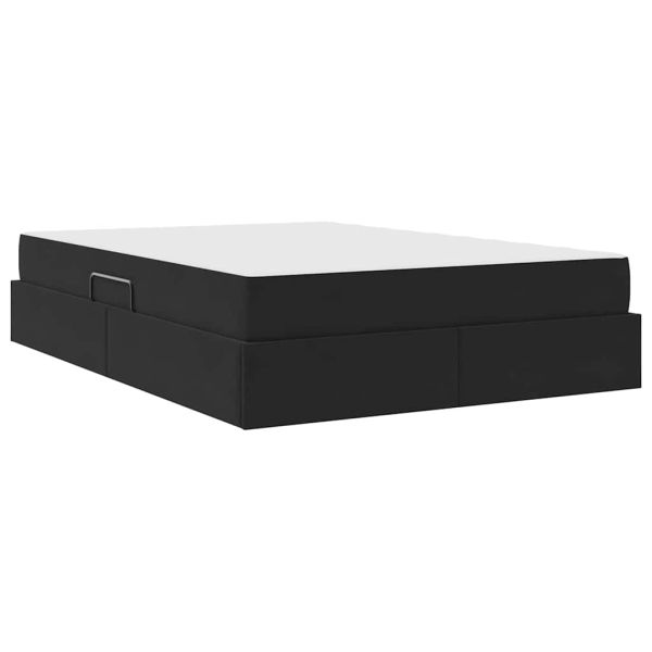 Легло с място за съхранение и матрак Черно 140 x 200 cm Кадифе