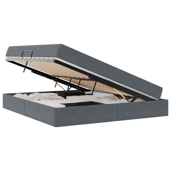 Легло с място за съхранение и матрак Тъмен сив 160 x 200 cm