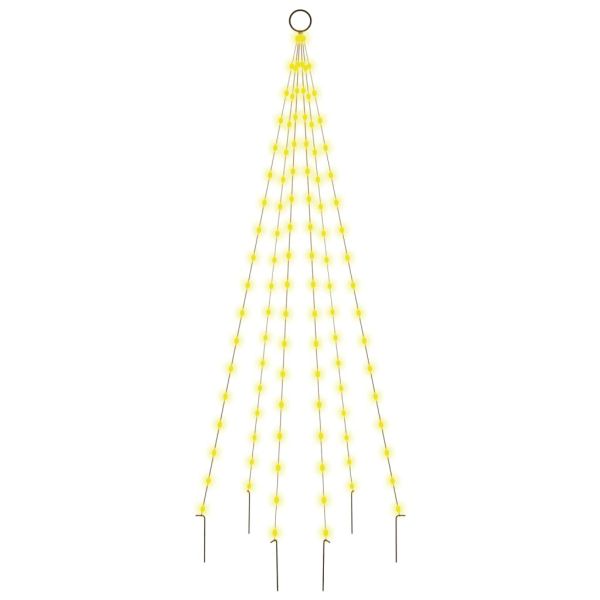 Коледна елха на флагщок, топло бяло, 108 LED, 180 см