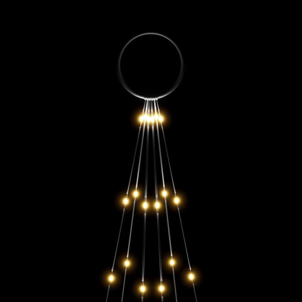 Коледна елха на флагщок, топло бяло, 108 LED, 180 см