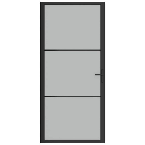 Интериорна врата, 93x201,5 см, черен мат, стъкло и алуминий