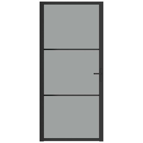 Интериорна врата 93x201,5 см черна ESG стъкло и алуминий