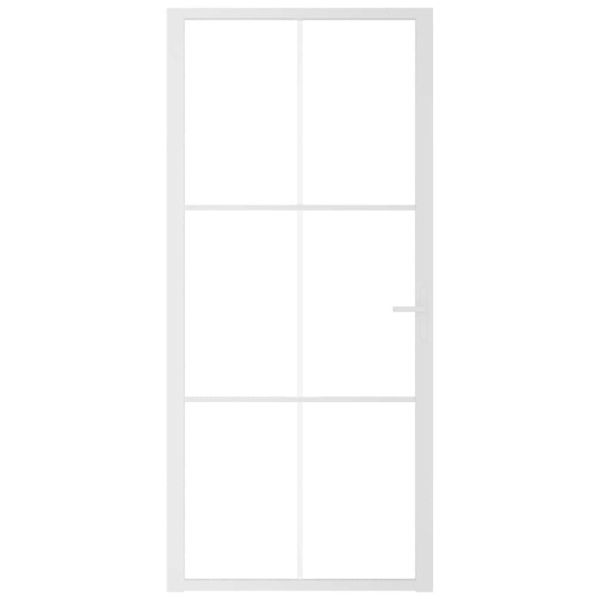 Интериорна врата 93x201,5 см бяла ESG стъкло и алуминий