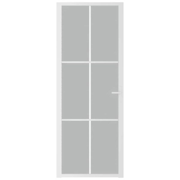 Интериорна врата 76x201,5 см бял мат ESG стъкло и алуминий