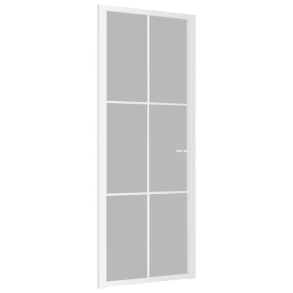 Интериорна врата, 83x201,5 см, бял мат, стъкло и алуминий