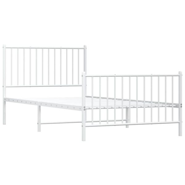 Метална рамка за легло с горна и долна табла, бяла, 100x200 см