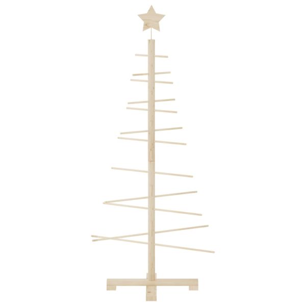 Дървена коледна елха за декорация 125 см масивно чамово дърво