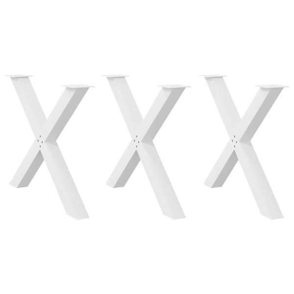 Крака за трапезна маса, X-образни, 3 бр., бели, 90 x (72-73) см, стомана