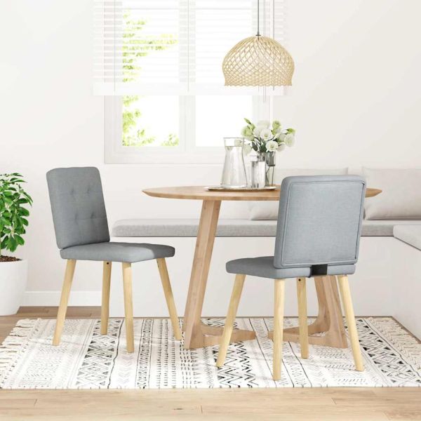 Трапезни столове, 2 бр, светлосиви, текстил