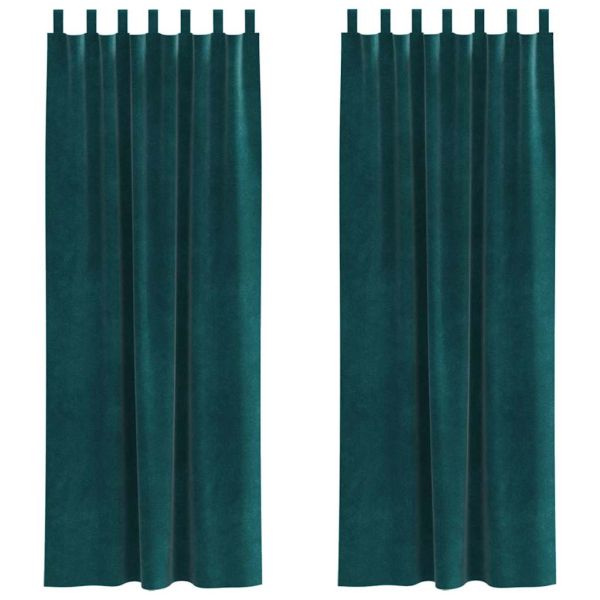 Затъмняващи завеси 2 pcs Тъмен зелен 140 x 225 cm Кадифе