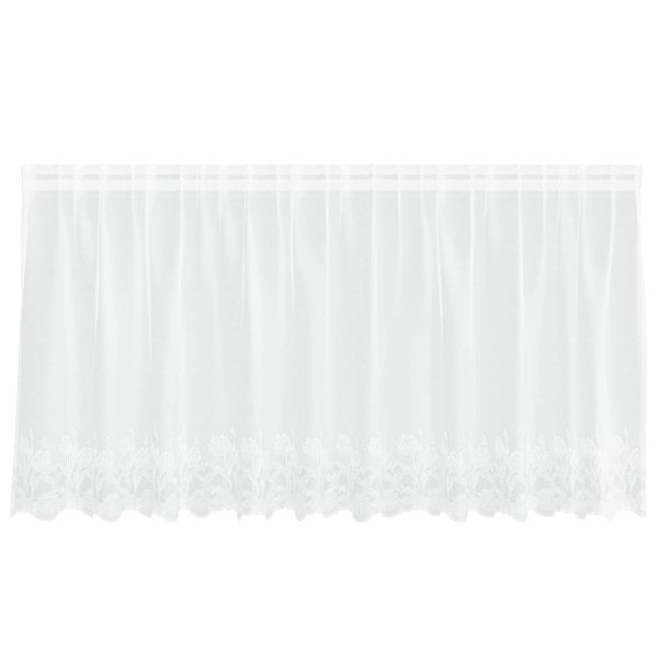 Перде от дантела С завеси Флорален Бяло 120 x 300 cm Полиестер