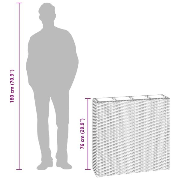 Градинска повдигната леха с 4 саксии, полиратан, сива