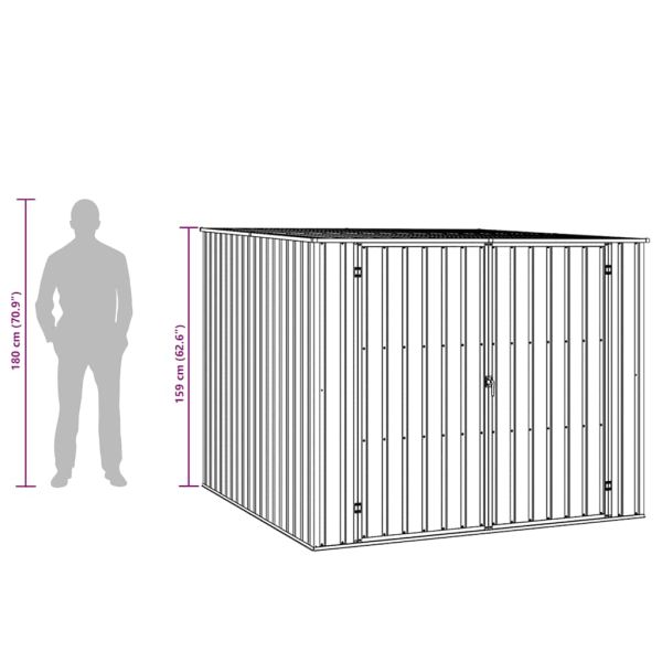 Градинска барака, кафява, 195x198x159 см, поцинкована стомана