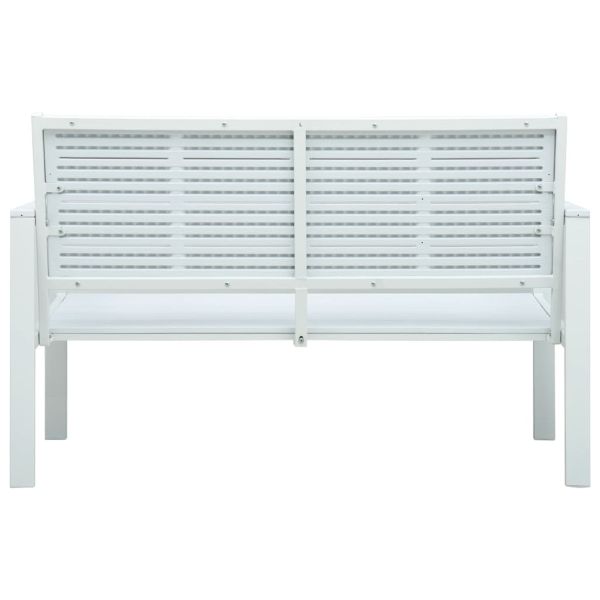 Градинска пейка, 120 cм, HDPE, бяла, имитация на дърво