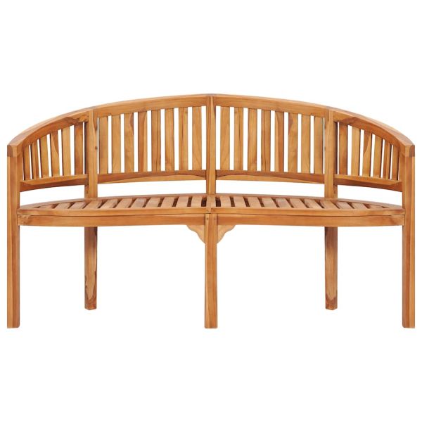 Пейка с форма на банан, 151 см, тиково дърво масив