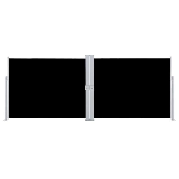 Прибираща се странична тента, черна, 140x1000 см