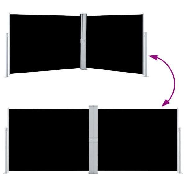 Прибираща се странична тента, черна, 140x1000 см