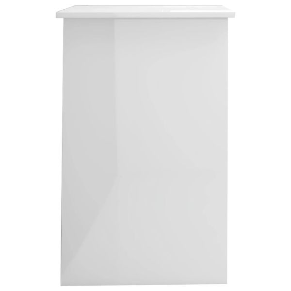 Бюро, бял гланц, 100x50x76 см, инженерно дърво