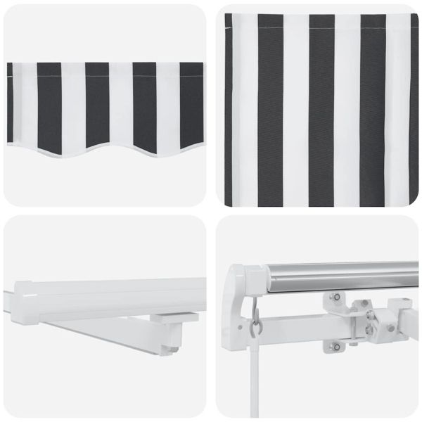 Ръчно прибираща се тента с LED, антрацит и бял, 500x300 см