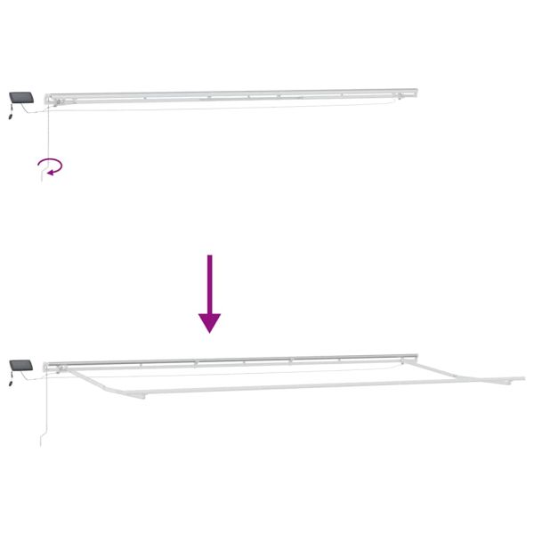 Ръчно прибираща се тента с LED, антрацит и бял, 600x300 см