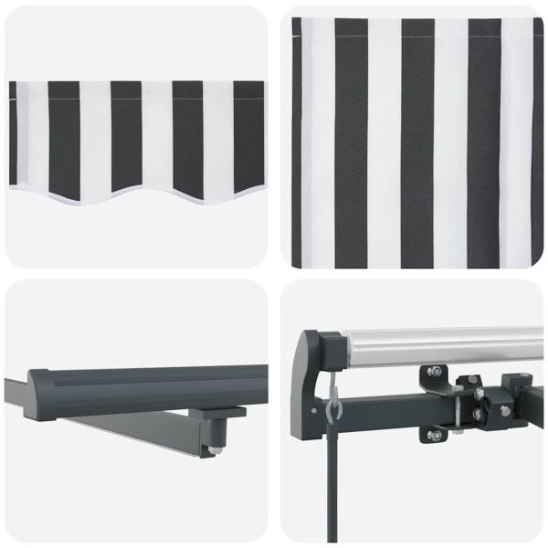 Ръчно прибираща се тента с LED, антрацит и бял, 600x300 см