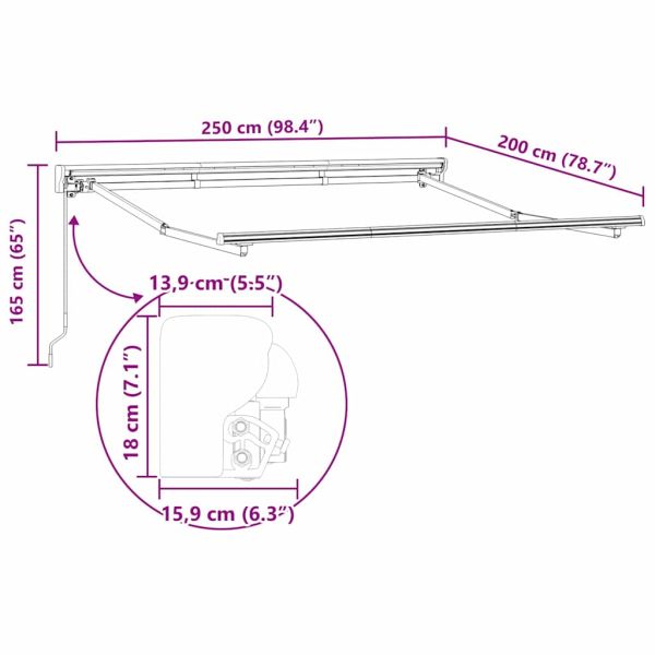 Сгъваем навес Антрацит 250 x 200 cm Полиестер и метал