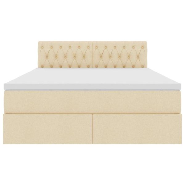 Легло с място за съхранение и LED Кремав 140 x 190 cm текстил