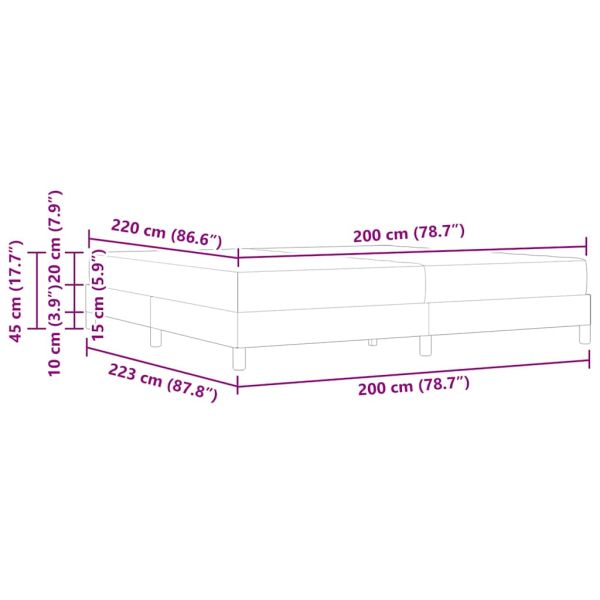 Легло с пружинирана основа Тъмен син 200 x 220 cm текстил