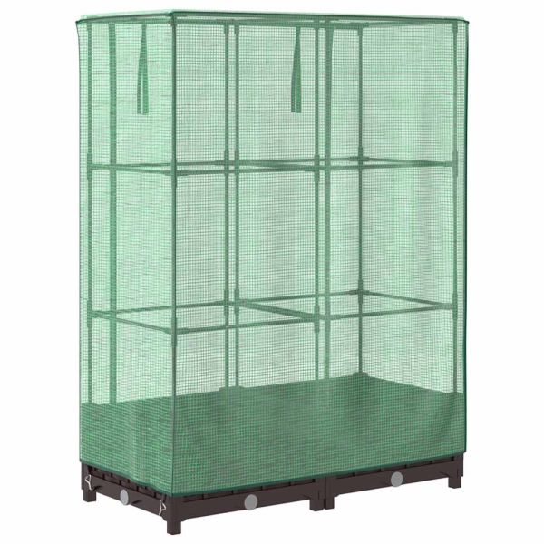 Повдигнато легло с оранжерия калъф, ратанов вид, 80x40x123 см