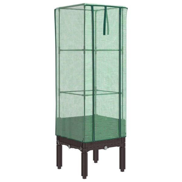 Повдигнато легло с оранжерия калъф, ратанов вид, 40x40x140 см