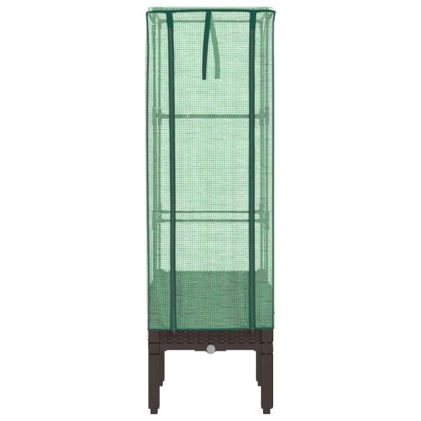 Повдигнато легло с оранжерия калъф, ратанов вид, 40x40x140 см