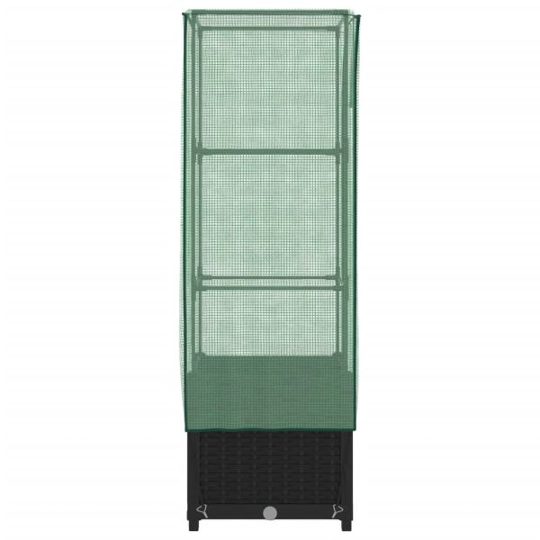 Повдигнато легло с оранжерия калъф, ратанов вид, 40x40x139 см