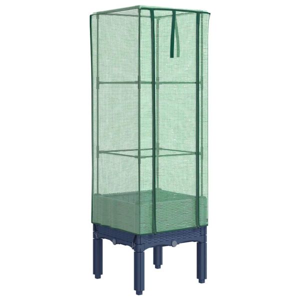 Повдигнато легло с оранжерия калъф, ратанов вид, 40x40x140 см