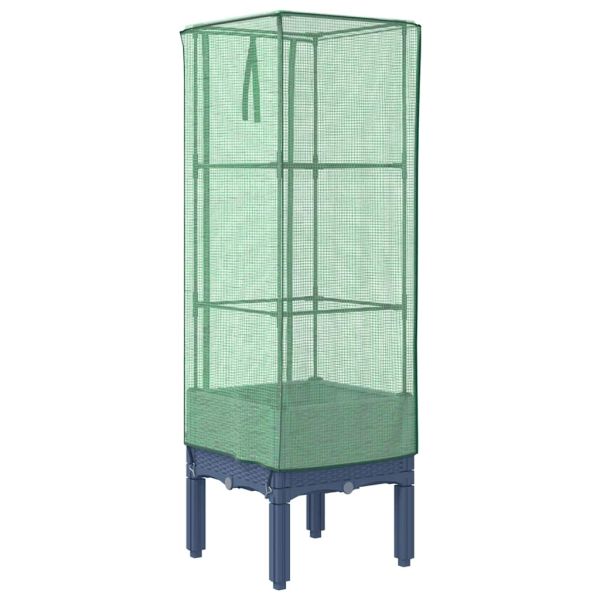 Повдигнато легло с оранжерия калъф, ратанов вид, 40x40x140 см