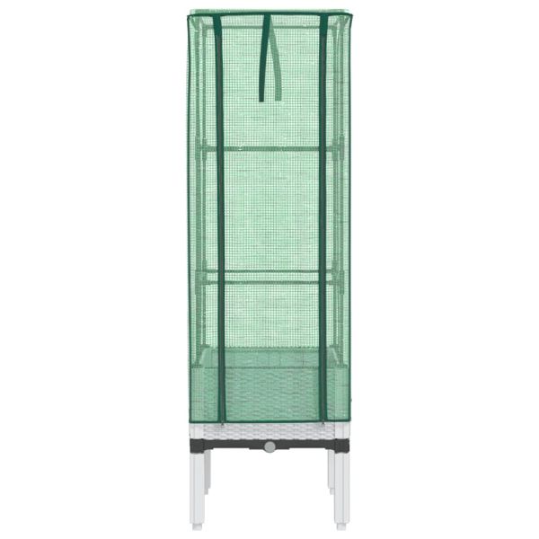 Повдигнато легло с оранжерия калъф, ратанов вид, 40x40x140 см