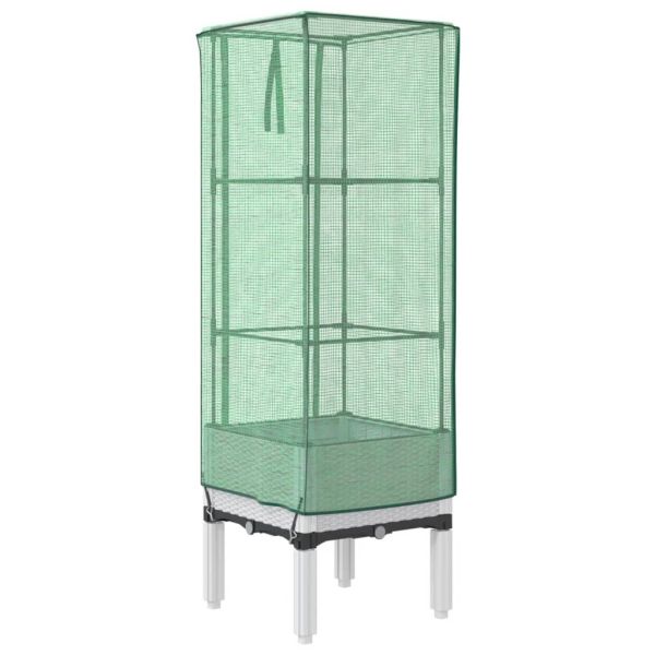 Повдигнато легло с оранжерия калъф, ратанов вид, 40x40x140 см