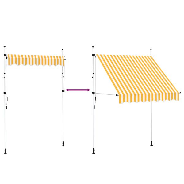 Ръчно прибиращ се сенник, 200 см, оранжеви и бели ивици