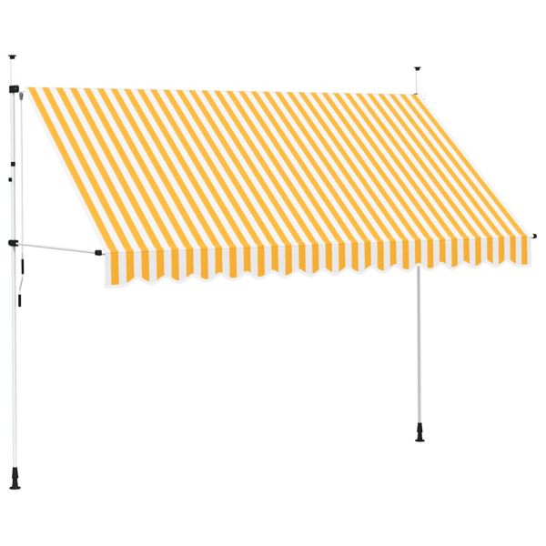 Ръчно прибиращ се сенник, 350 см, оранжеви и бели ивици